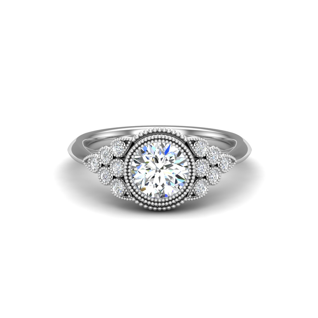 Serenity Accented Milgrain Engagement Ring